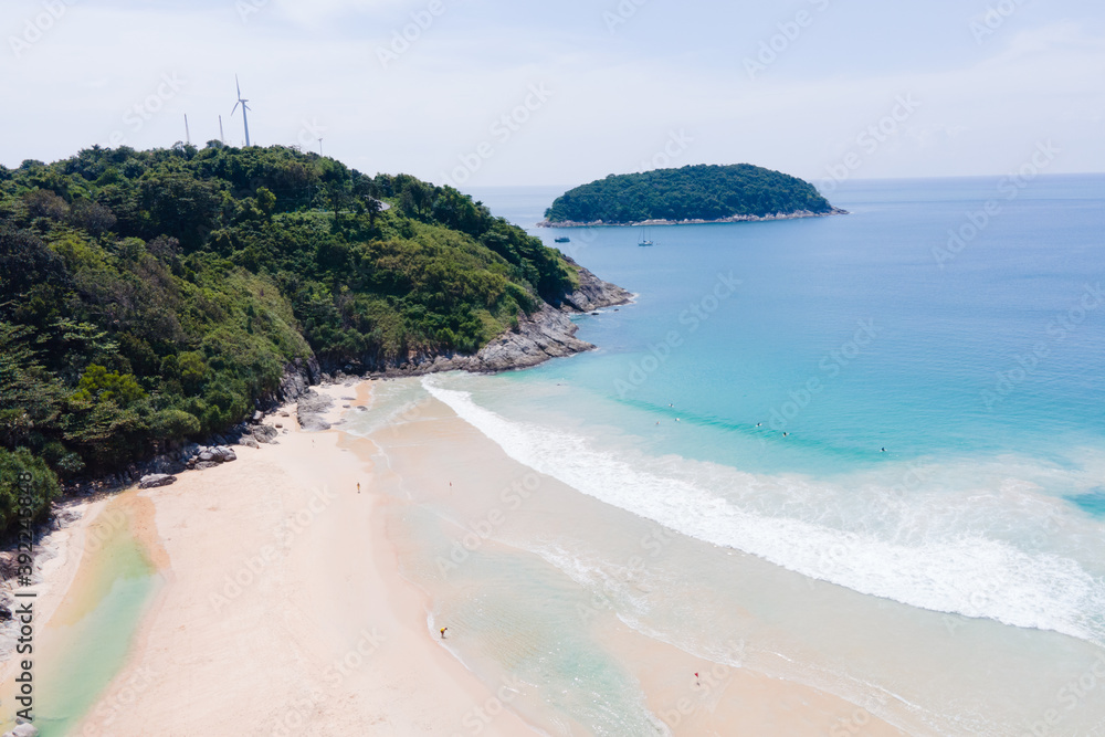 Aerial view beach sea in Phuket Thailand