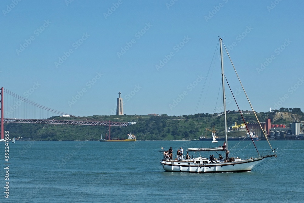 Sailboat on the Tejo river in Lisbon - Portugal