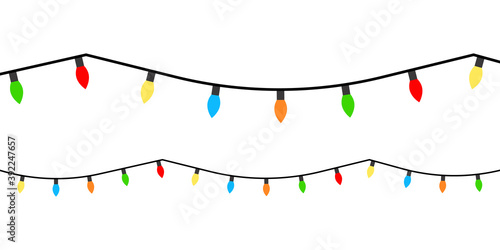 Christmas lights icon set background