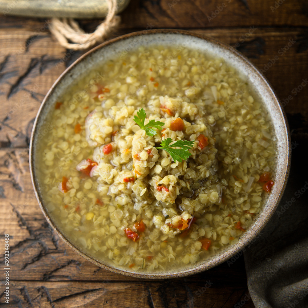 Homemade lentil soup with vegetables Homemade lentil soup with vegetables