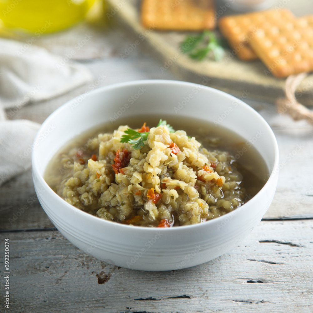 Homemade lentil soup with vegetables Homemade lentil soup with vegetables