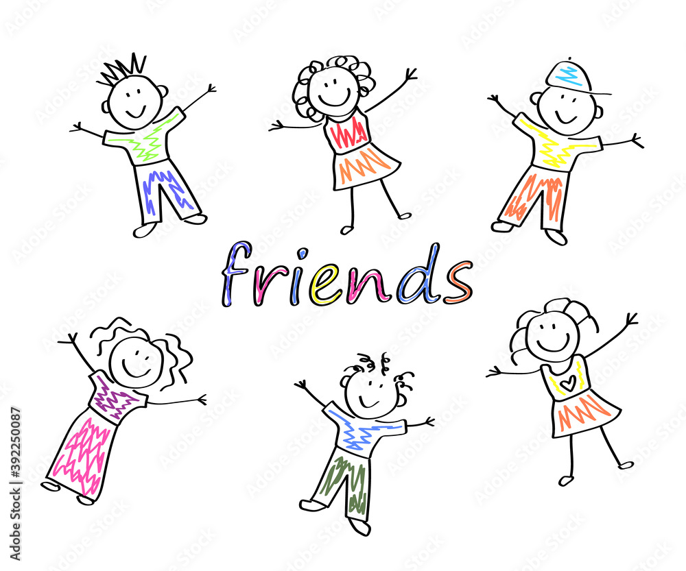 Various children on a white background. Sketch. Vector illustration. Various children on a white background. Sketch. Vector illustration.