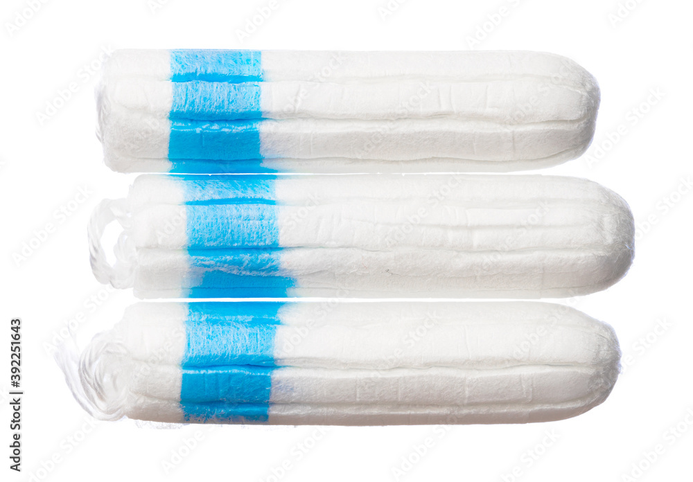 Female medical tampons isolated on white background