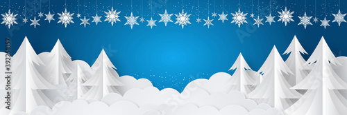 Fototapeta Naklejka Na Ścianę i Meble -  Christmas white background with christmas balls and decoration papet cut style - 3d rendering