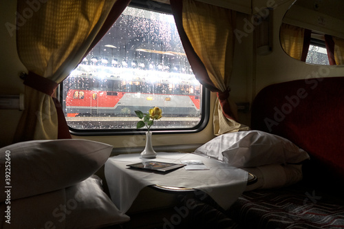 Murais de parede classic interior of sleeping car of train