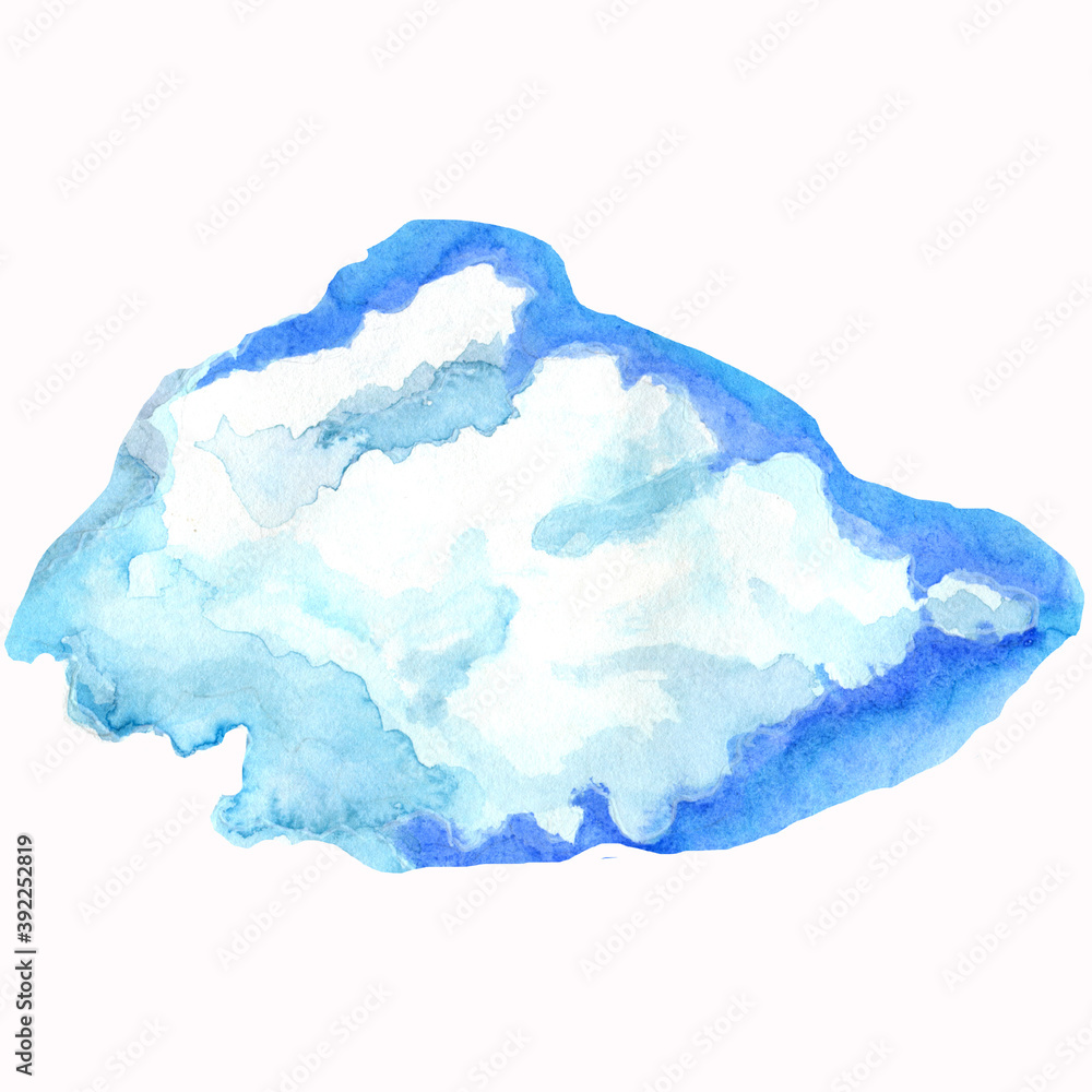 Watercolor clouds, weather, clouds illustration, lightning watercolor, drawing weather signs, elements of illustration weather