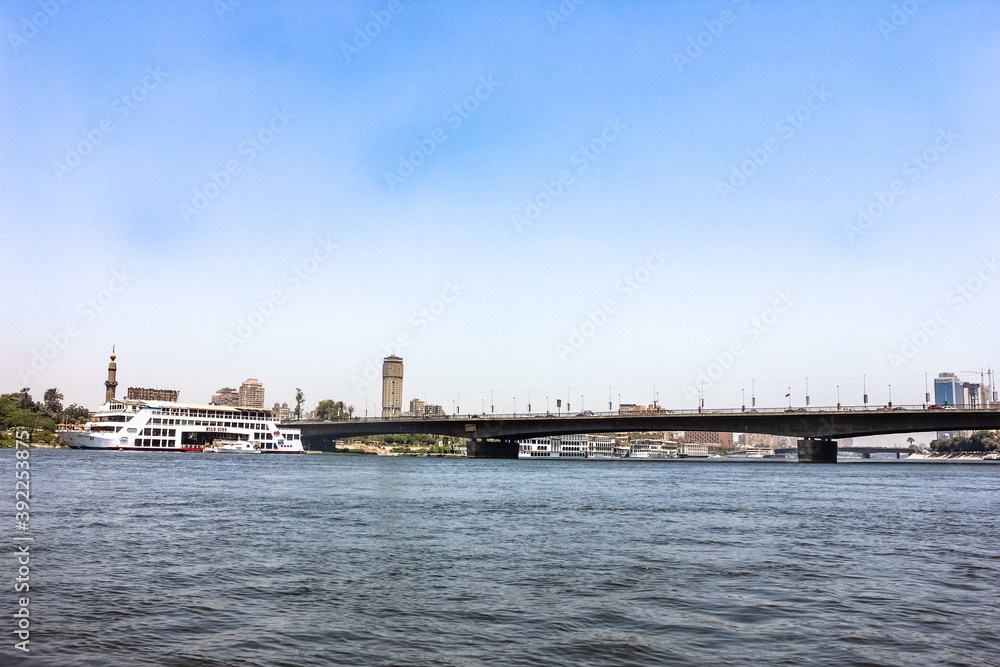 Egypt, Cairo - 05/05/2015: Walk around the city in the afternoon. Buildings and the Nile River. Egypt, Cairo - 05/05/2015: Walk around the city in the afternoon. Buildings and the Nile River.