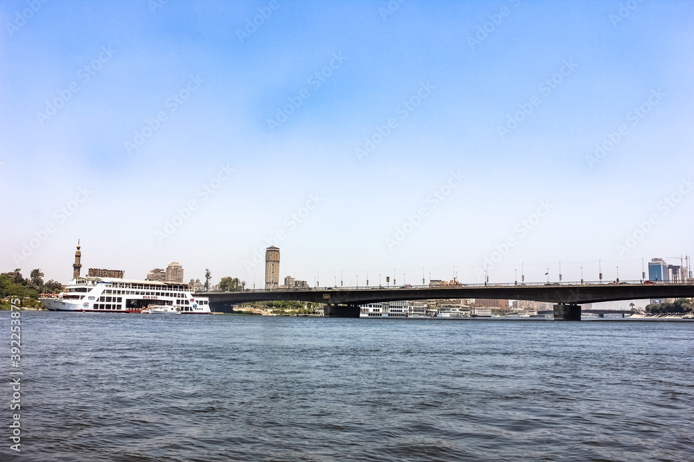 Egypt, Cairo - 05/05/2015: Walk around the city in the afternoon. Buildings and the Nile River.