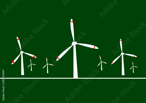 Eine Illustration eines Windparks mit Windkraftanlagen