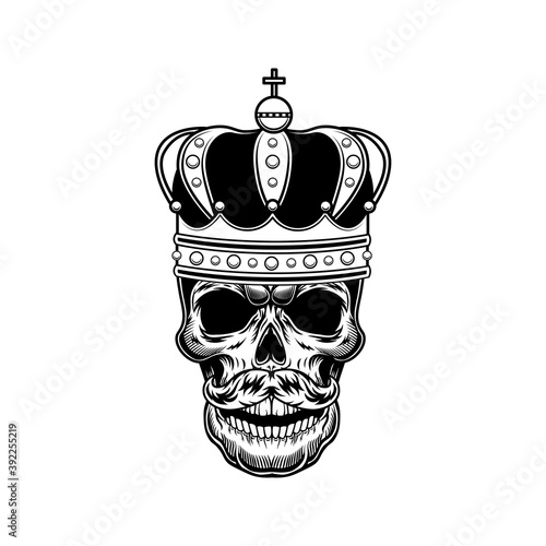 Skull of emperor vector illustration. Head of skeleton with Russian tsar crown. Monarchy or jewelry concept for emblems or tattoo templates
