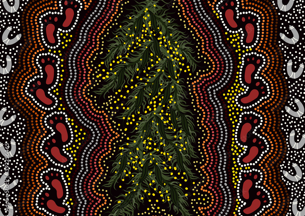 Aboriginal bush leaves painting