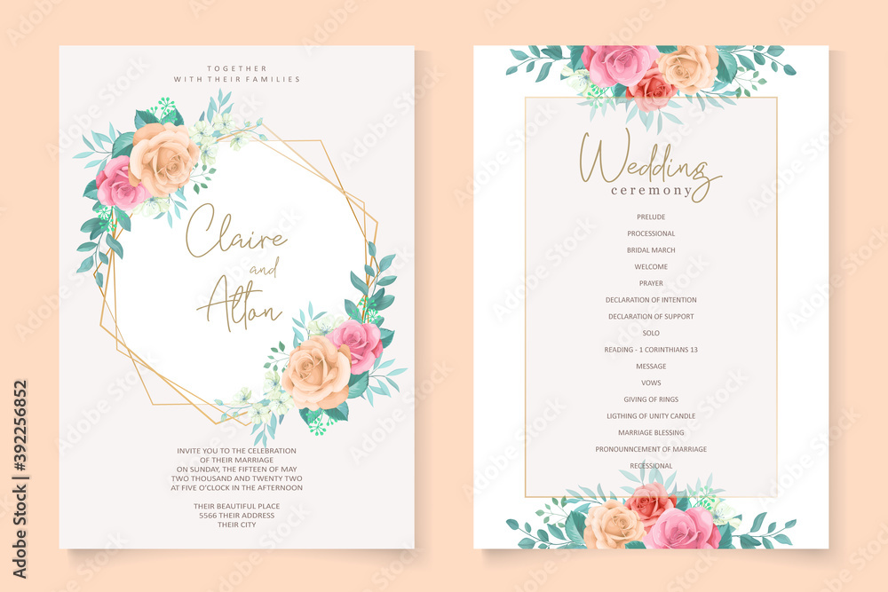 Floral wedding invitation template