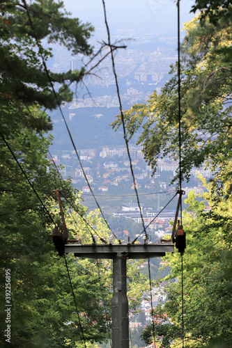 From the popular panoramic Dragalevski lift in Vitosha Mountain, to the capital of Bulgaria - Sofia, only the pillars remain. The outdoor chair Dragalevsky lift is build in 1965