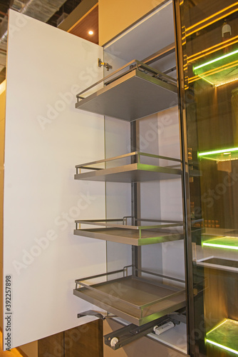 Modern kitchen cupboard design in a luxury apartment