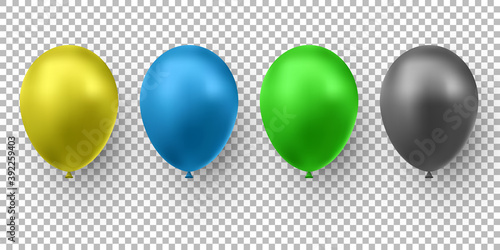 Realistic glossy color balloon. Balloons for birthday, holiday events, parties, weddings. Festival of romantic decorations. Vector illustration