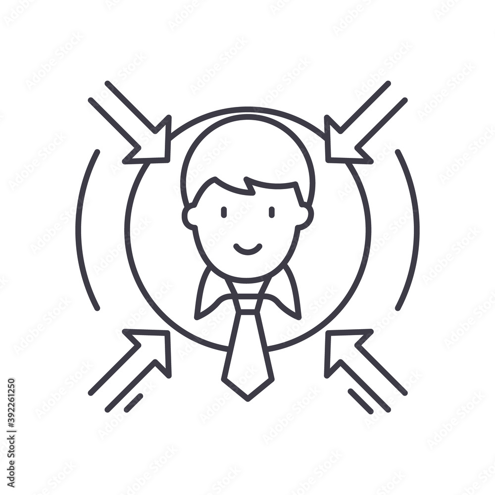 Business focus icon, linear isolated illustration, thin line vector, web design sign, outline concept symbol with editable stroke on white background.