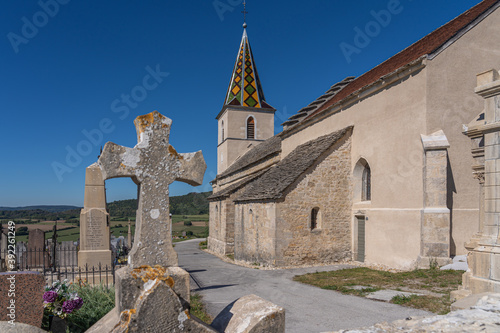 La Tour Du Meix - 09 04 2020: View of Saint-Christophe church photo