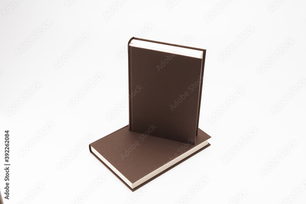 Brown color books on a white background