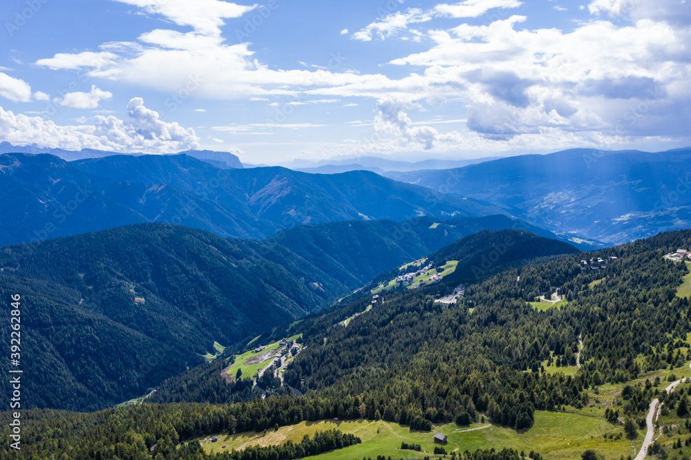Drone panorama over Seiser Alm in South Tyrol in Italy Drone panorama over Seiser Alm in South Tyrol in Italy