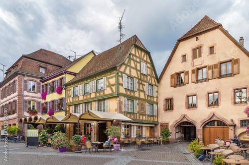 Street in Ribeauville, Alsace, France