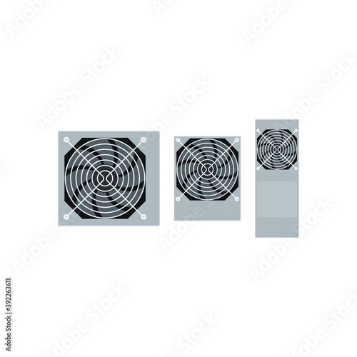 Set of Power supply unit. Vector illustration.