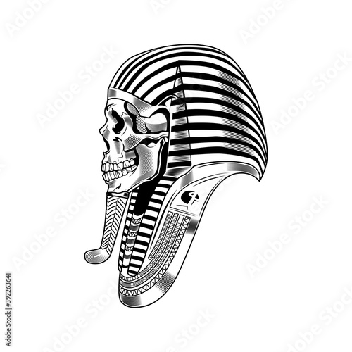 Pharaoh skeleton vector illustration. Egyptian mummy, skeleton, death symbol. Ancient Egypt history and mythology concept for emblems and tattoo templates