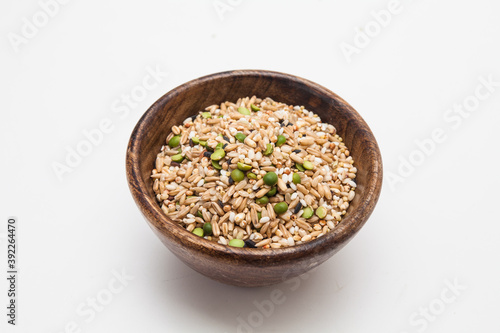 Miscellaneous grains in wooden bowl