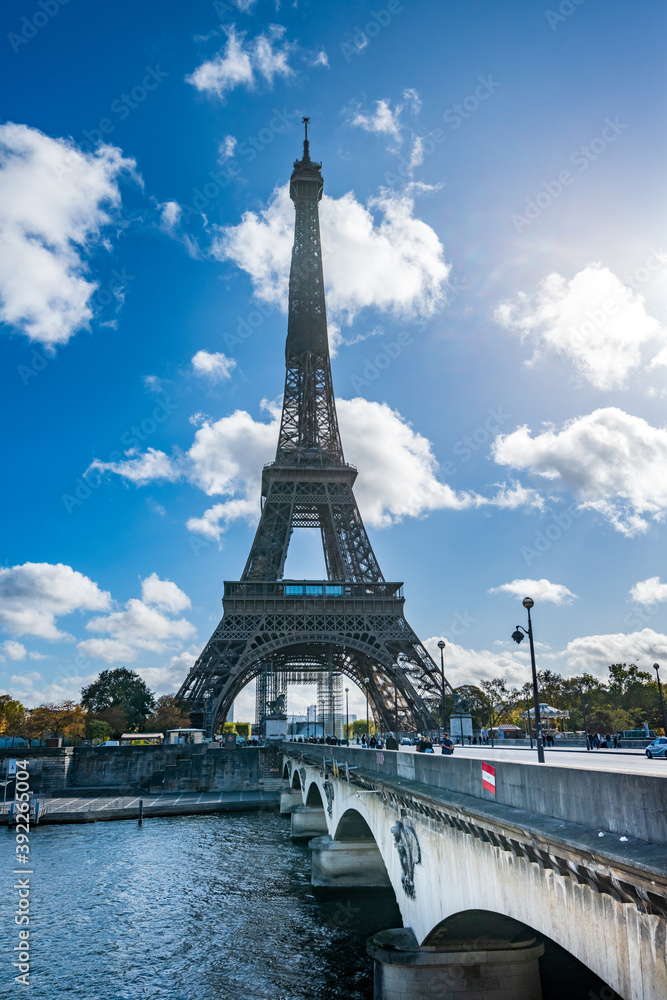 Paris, France - October 26, 2020 : View on Eiffel Tower, Paris, France