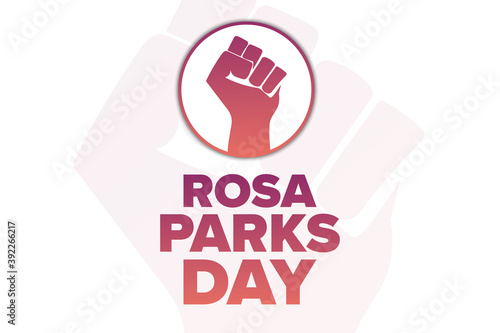 Rosa Parks Day. Holiday concept. Template for background, banner, card, poster with text inscription. Vector EPS10 illustration.