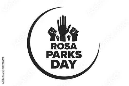 Rosa Parks Day. Holiday concept. Template for background, banner, card, poster with text inscription. Vector EPS10 illustration.