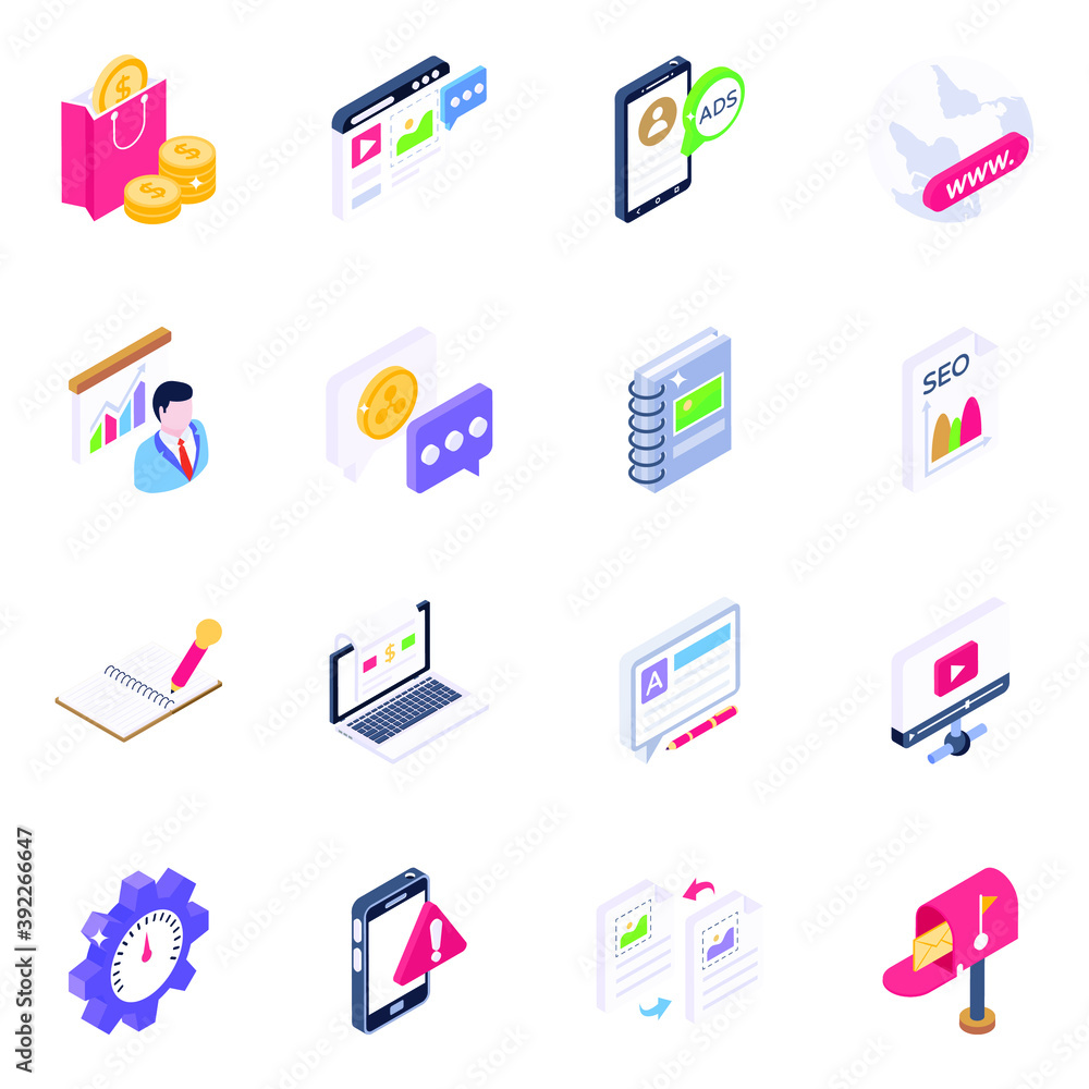 Pack Of Seo and Digital Development Isometric Icons
Pack Of Seo and Digital Development Isometric Icons