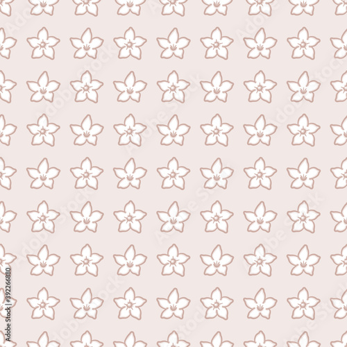 Hawaiian wedding flower vector repeat pattern. Madagascar jasmine illustration background.
