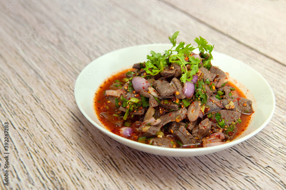 Spicy Pork Liver Salad, Tub Wan Esan thailand Spicy Pork Liver Salad, Tub Wan Esan thailand
