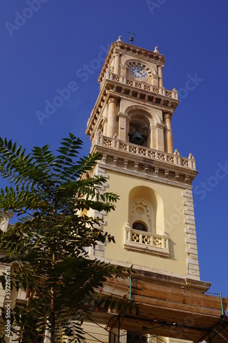Heraklion, Crete (Greece): bell tower of the orthodox cathedral of Agios Minas