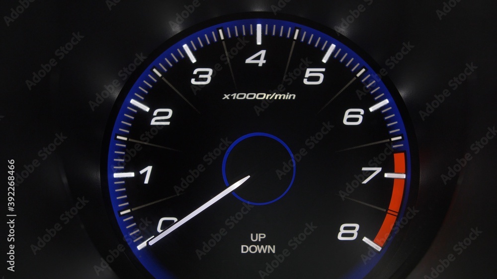 Tachometer Gauge of Starting and Stopping Car Close Up Tachometer Gauge of Starting and Stopping Car Close Up