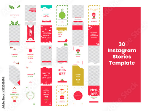 Set of Editable stories Instagram template. Christmas background color with abstract shape.
Suitable for social media stories.Vector illustration ai, eps10