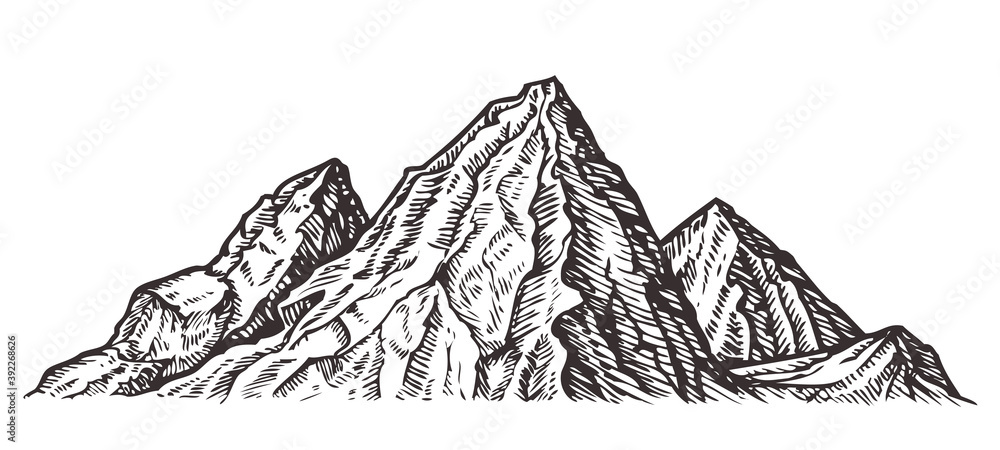 Mountain landscape. Nature sketch vector illustration