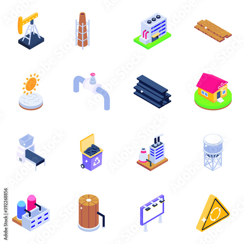  Ecology Isometric Icons Vectors Pack 