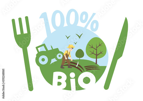 Acheter local, bio, concept illustration, produits locaux, circuit court
