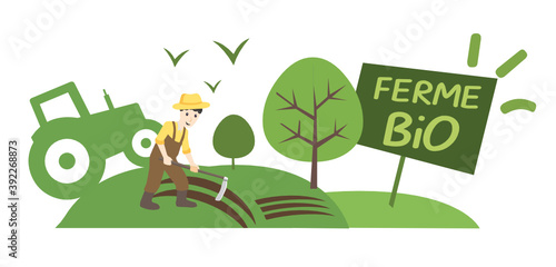Acheter local, bio, concept illustration, produits locaux, circuit court