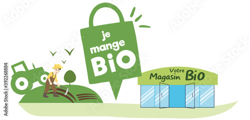 Acheter local, bio, concept illustration, produits locaux, circuit court