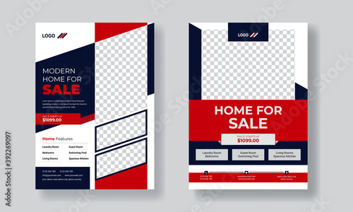 Red flyer design, Professional red home sale flyer design template, corporate real estate flyer design
