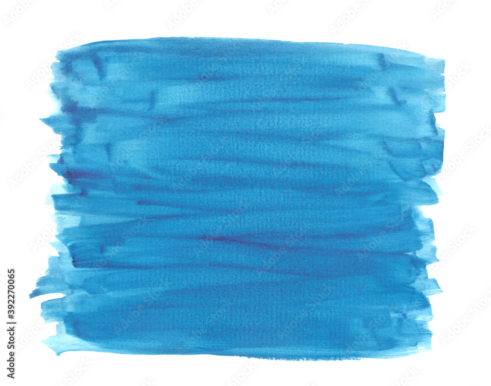 Fototapeta premium Watercolor abstrsct blue background. Hand drawn turquoise blue sweeping brush strokes.