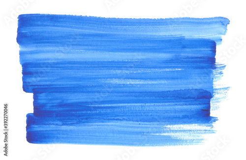 Watercolor blue background. Hand drawn deep blue abstract brush strokes.
