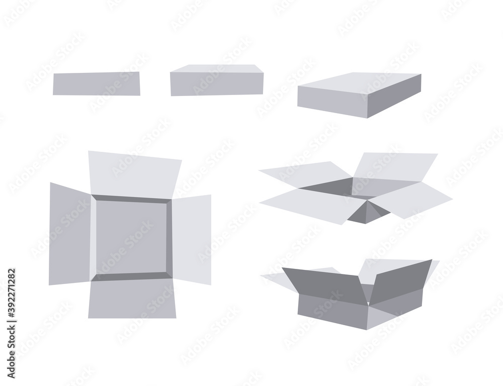 Carton Open and Closed Recycling Boxes Set. Cartoon Style Illustration Delivery Packaging. Flat Graphic Design Forwarding Clip Art. Vector Collection Mockup Isolated on White Background Carton Open and Closed Recycling Boxes Set. Cartoon Style Illustration Delivery Packaging. Flat Graphic Design Forwarding Clip Art. Vector Collection Mockup Isolated on White Background