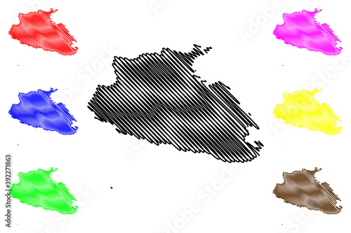 Southern Region (Republic of Malta, island, archipelago, Regions of Malta) map vector illustration, scribble sketch Regjun Nofsinhar map