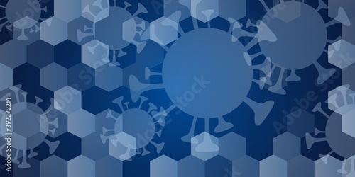 Covid 19 science illustration - coronavirus sars cov 2 - blue design banner