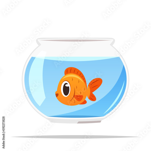 Goldfish in fishbowl aquarium vector isolated illustration