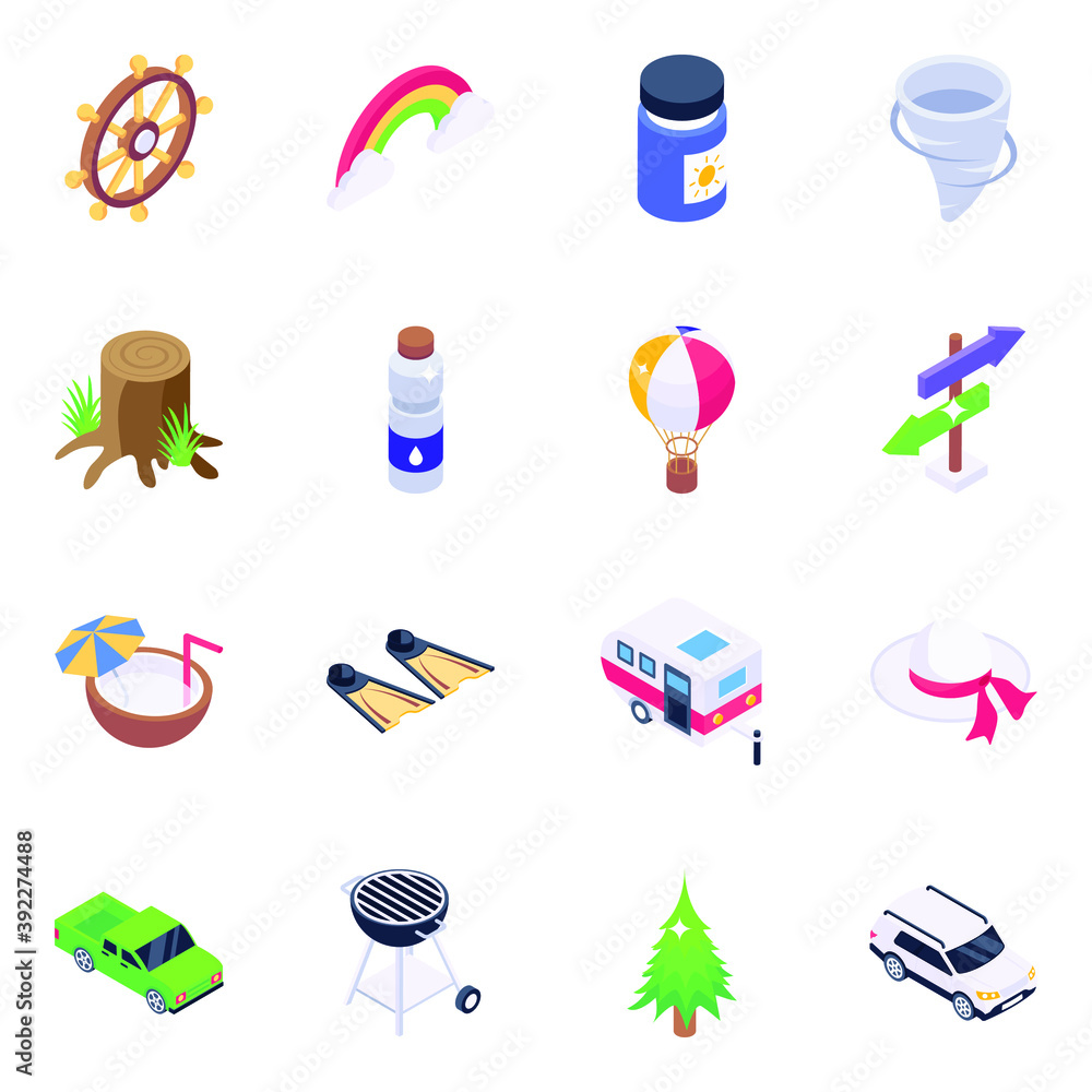 Travel Icons in Modern Isometric Style
Travel Icons in Modern Isometric Style