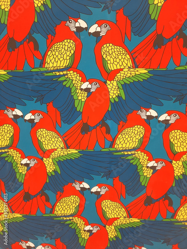 seamless pattern with flowers and birds